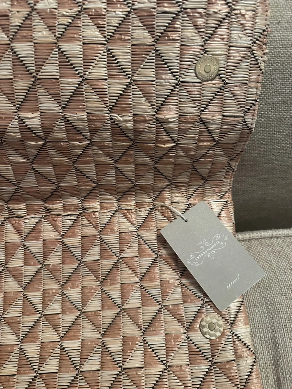 NWT Anthropologie Tan and Cream Woven Envelope Clutch